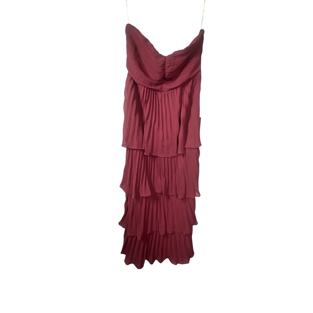 Lulus Burgundy Strapless Pleated Tiered Maxi Dress A10472 XL Burgundy Wine Red‎ - Picture 2 of 7